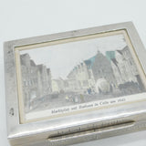 German Sterling Silver Military Interest Cigarette Box Painting Lid Vintage 1970