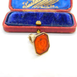Georgian "May Britons Ever Enjoy" Intaglio Motto Crest Seal 9ct Gold Fob Seal