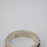 Norway Sterling Silver Red Enamel Feathered Band Ring David Andersen Vintage c1960
