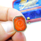 Georgian "May Britons Ever Enjoy" Intaglio Motto Crest Seal 9ct Gold Fob Seal