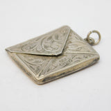 Sterling Silver Floral Pattern Envelope Stamp Fob Pendant Antique 1911 Chester