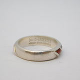 Norway Sterling Silver Red Enamel Feathered Band Ring David Andersen Vintage c1960