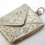 Sterling Silver Floral Pattern Envelope Stamp Fob Pendant Antique 1911 Chester
