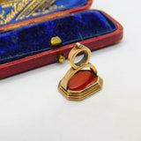 Georgian "May Britons Ever Enjoy" Intaglio Motto Crest Seal 9ct Gold Fob Seal