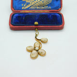 Art Nouveau Victorian 9ct Rose Gold, Shell & Pearl Floral Pendant Antique c1900