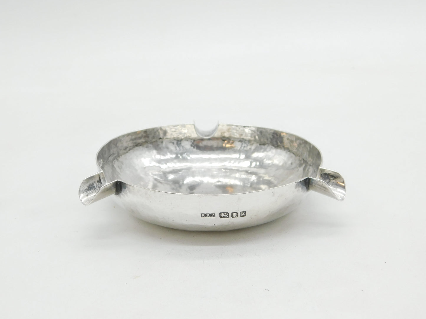 Arts & Crafts Planished Sterling Silver Ashtray Antique 1945 London Robert Prout