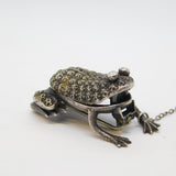 Victorian Sterling Silver Novelty Frog Form Brooch Antique c1860 Kitemark
