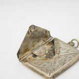Sterling Silver Floral Pattern Envelope Stamp Fob Pendant Antique 1911 Chester