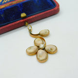 Art Nouveau Victorian 9ct Rose Gold, Shell & Pearl Floral Pendant Antique c1900