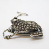 Victorian Sterling Silver Novelty Frog Form Brooch Antique c1860 Kitemark