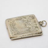 Sterling Silver Floral Pattern Envelope Stamp Fob Pendant Antique 1911 Chester
