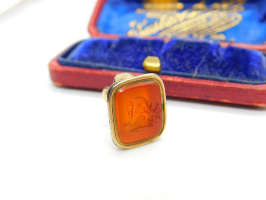 Georgian 9ct Gold Agate Ducal Elephant Coronet Intaglio Seal Fob c1790 'Sir William Betham'