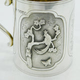 Victorian Sterling Silver Japanese Aesthetic Pattern Christening Mug Antique
