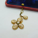 Art Nouveau Victorian 9ct Rose Gold, Shell & Pearl Floral Pendant Antique c1900