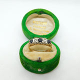 9ct Yellow Gold, Sapphire & Diamond Boat Ring Vintage 1982 Edinburgh