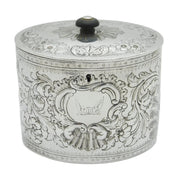 George III Sterling Silver Floral Pattern Tea Caddy Antique 1783 London