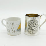 Victorian Sterling Silver Japanese Aesthetic Pattern Christening Mug Antique