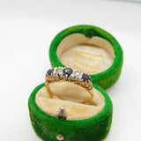 9ct Yellow Gold, Sapphire & Diamond Boat Ring Vintage 1982 Edinburgh