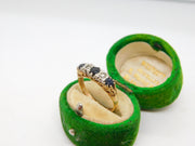 9ct Yellow Gold, Sapphire & Diamond Boat Ring Vintage 1982 Edinburgh