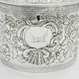 George III Sterling Silver Floral Pattern Tea Caddy Antique 1783 London