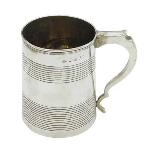 George III Sterling Silver Lined Pattern Tankard Mug Antique 1807 London