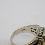 Sterling Silver, 14ct Gold & Turquoise Set Dress Ring Vintage c1970 Size P 1/2 UK