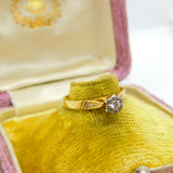 Solitaire 0.1ct Diamond 18ct Yellow Gold Ring Antique Art Deco c1920