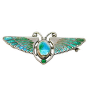 Charles Horner Sterling Silver Enamel Winged Scarab Egyptian Brooch Antique 1909 Chester