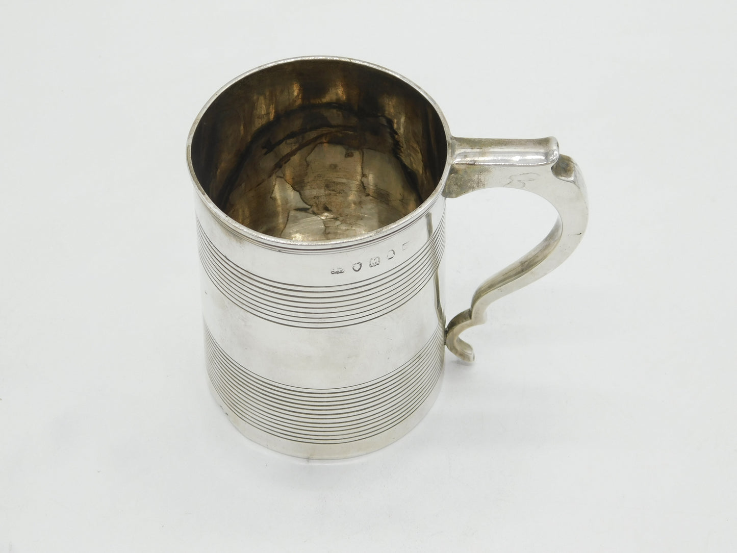 George III Sterling Silver Lined Pattern Tankard Mug Antique 1807 London