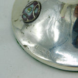 Arts & Crafts Sterling Silver & Enamel Floral Decorated Inkwell 1909 Antique