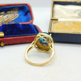 9ct Yellow Gold Topaz & Diamond Dress Ring Vintage 1982 Birmingham Size L UK
