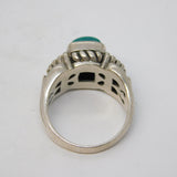 Sterling Silver, 14ct Gold & Turquoise Set Dress Ring Vintage c1970 Size P 1/2 UK