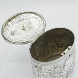 George III Sterling Silver Floral Pattern Tea Caddy Antique 1783 London