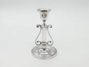 Edwardian Sterling Silver Lyre Form Table Candlestick Antique 1902 London