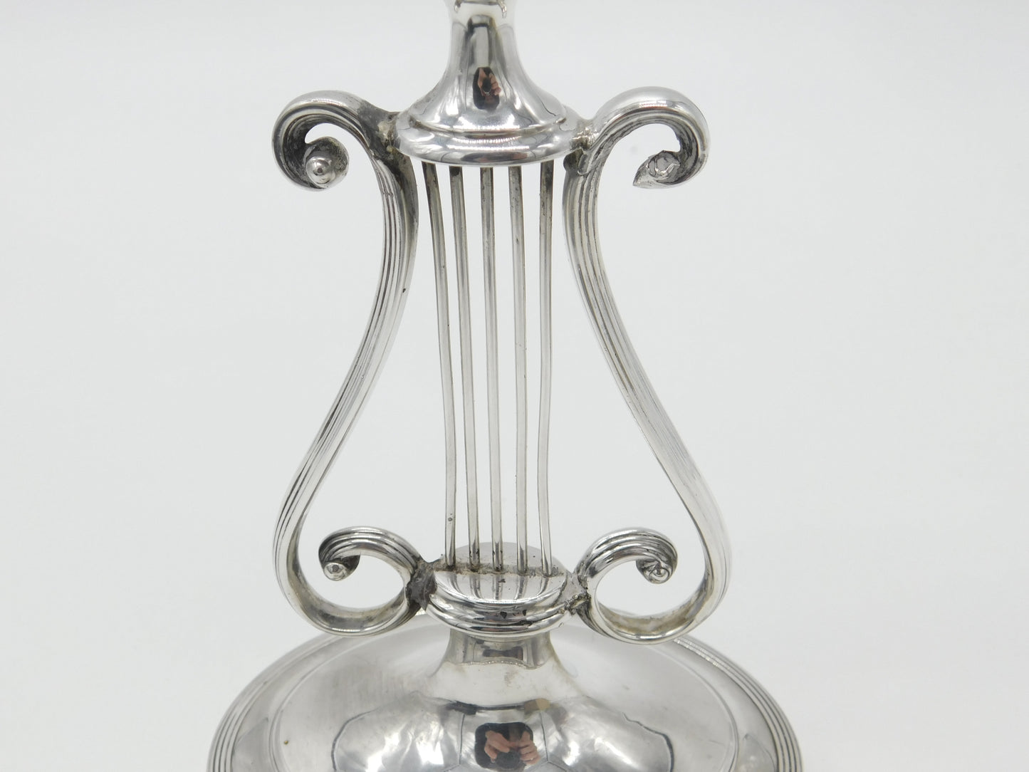 Edwardian Sterling Silver Lyre Form Table Candlestick Antique 1902 London