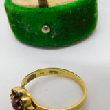 14ct Yellow Gold Bohemian Garnet Floral Cluster Ring Vintage c1970