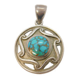 Arts & Crafts Style Sterling Silver Turquoise Drop Pendant Vintage 1998 Sheffield