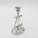 Edwardian Sterling Silver Lyre Form Table Candlestick Antique 1902 London