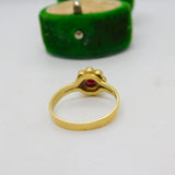 14ct Yellow Gold Bohemian Garnet Floral Cluster Ring Vintage c1970