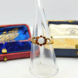 9ct Yellow Gold Bohemian Garnet & Opal Floral Cluster Ring Vintage 1979 London
