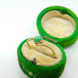 9ct Yellow Gold Cabochon Turquoise Crossover Ring Vintage 1985 Birmingham