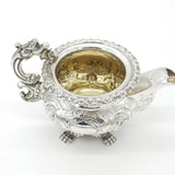 Georgian Sterling Silver Ornate Repousse Sauce Jug Antique 1830 Sheffield
