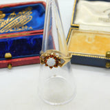9ct Yellow Gold Bohemian Garnet & Opal Floral Cluster Ring Vintage 1979 London