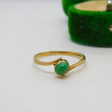 9ct Yellow Gold Cabochon Turquoise Crossover Ring Vintage 1985 Birmingham