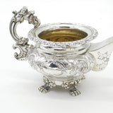 Georgian Sterling Silver Ornate Repousse Sauce Jug Antique 1830 Sheffield