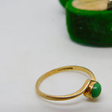 9ct Yellow Gold Cabochon Turquoise Crossover Ring Vintage 1985 Birmingham