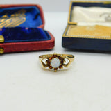 9ct Yellow Gold Bohemian Garnet & Opal Floral Cluster Ring Vintage 1979 London