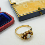 9ct Yellow Gold Bohemian Garnet & Opal Floral Cluster Ring Vintage 1979 London
