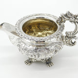 Georgian Sterling Silver Ornate Repousse Sauce Jug Antique 1830 Sheffield