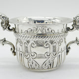 Edwardian Sterling Silver Floral Porringer Cup Antique 1904 Birmingham